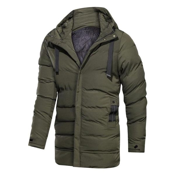 

2020 new winter mens casual thicken jackets hooded cotton men parka coats long solid zipper jacket male parka overcoats big size, Black