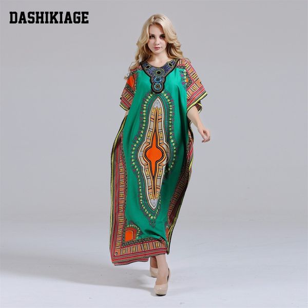 

dashikiage new fashion women's dashiki dress 100% cotton african print maxi vestidos robe africaine femme dashiki dress, Red
