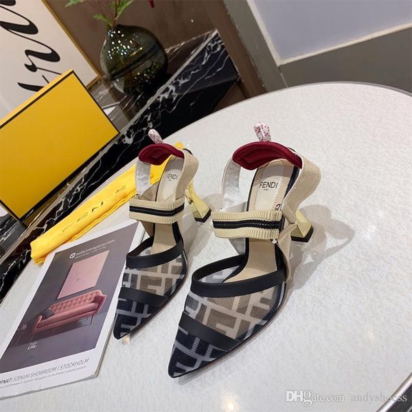 

2020 summer fashion super star sandals 8cm heel sling back pump bow letter bandage flat heel shoes woman runway pointed toe sandals, Black