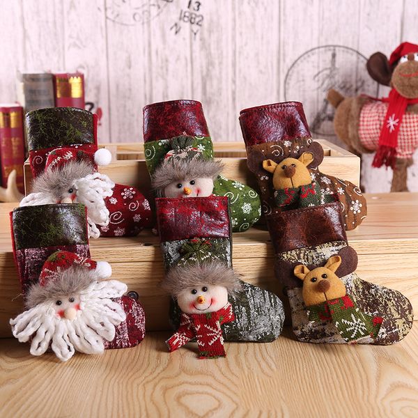 

6pcs christmas stocking santa claus elk snowman gift socks home festival new year xmas tree hanging decorations kids candy bags