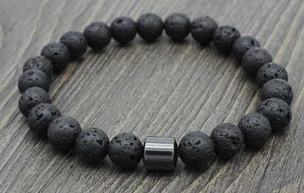 

8mm j,k3 adjusted rope yoga howlite labradorite map stone white black volcanic lava stone bead bracelet magnetite bangles