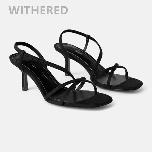 

withered 2020 summer shoes england office lady simple high heels shoes woman sandals women woman women sandals, Black