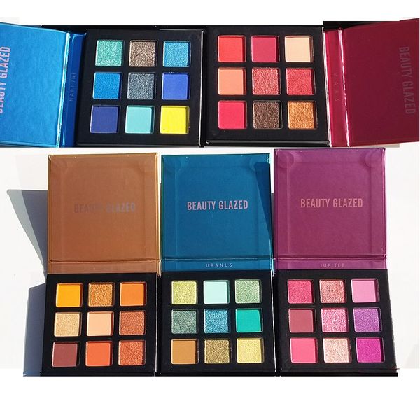 

beauty glazed 9 color makeup eyeshadow pallete makeup brushes palette make up palette shimmer pigmented eye shadow maquillage