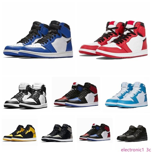 

1 high og 2019 mens basketball shoes 1s obsidian unc fearless first class flight phantom turbo green 1 backboard sport sneaker trainer, Black;green