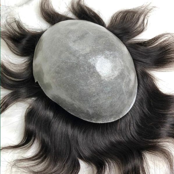 2019 Men Hair System Wig Full Thin Skin Toupee Straight Full Pu