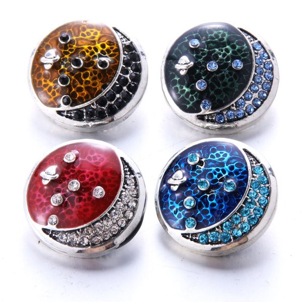 

10pcs/lot mixed wholesale snap jewelry star moon rhinestone stone 18mm snap buttons fit 18mm bracelet jewelry for women men, Golden;silver