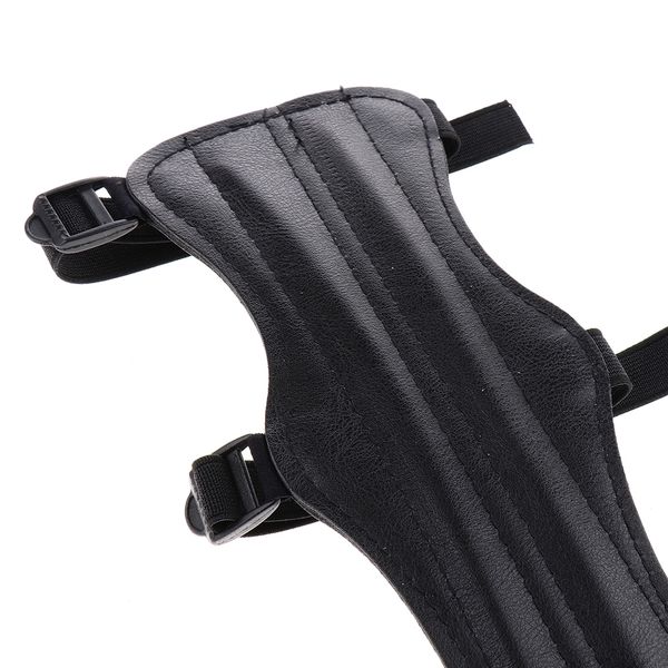 

shooting archery arrow arm guard black pu 3 straps bow protection gear recurve archery equipment golf training aids
