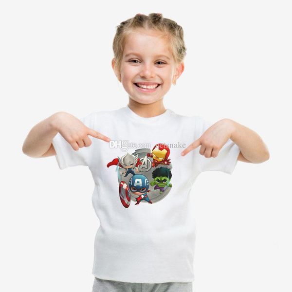 

ultra-low prices 2019 superhero marvel comics movie characters white printed cotton short-sleeved t-shirt summer soft fit for children, Blue