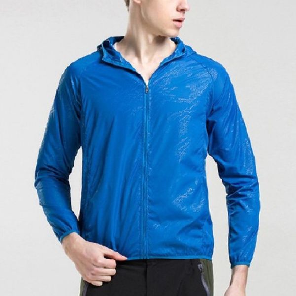 

men women quick dry hiking jackets waterproof sun-protective outdoor sports coats skin male female windbreaker, Blue;black