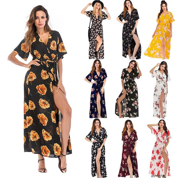 

womens designer temperament socialite dress female v-neck chiffon floral skirtgxag wf8f, Black;gray