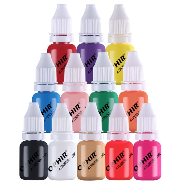 

ophir 12 colors airbrush nail art inks airbrush nail pigments for stencils painting 10ml/bottle tools _ta098(1-12