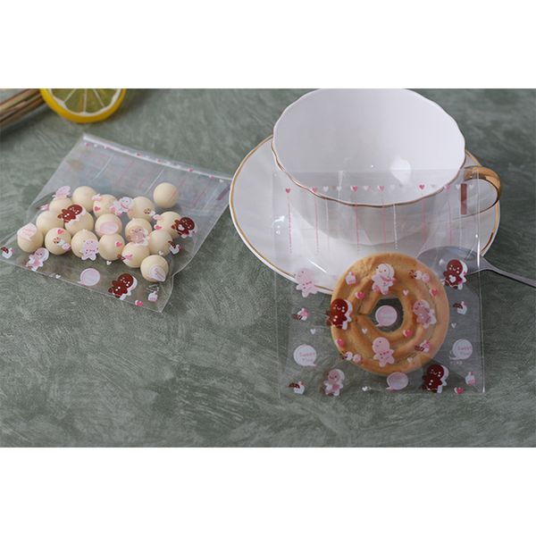

100pcs/lot transparent cookie packaging bags self-adhesive plastic biscuit bag wedding candy bags