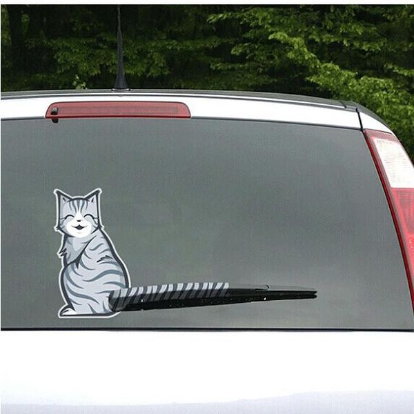 

smileblue наклейки кошки автомобиля хвост виляет кошку заднего стеклоочистителя кошка наклейка светоотражающих автомобильной