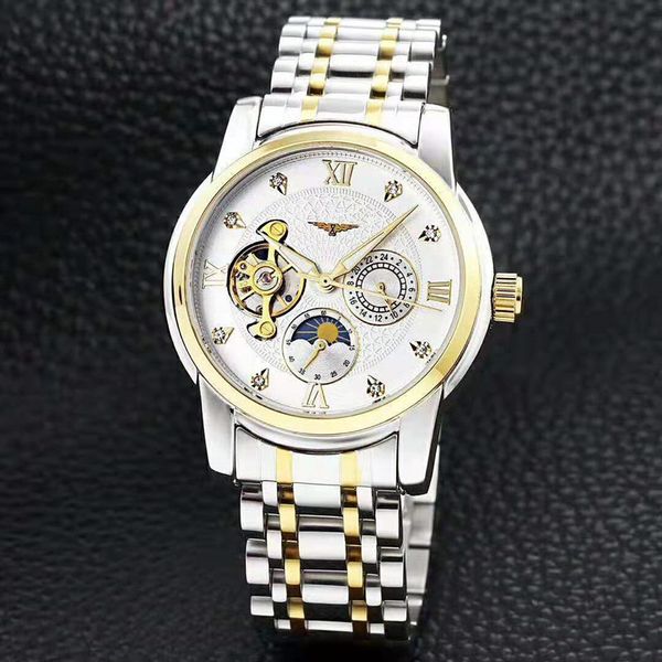 

new luxury mechanical watches fashion designer sports run second hand running watches steel watches luxury automatic moveme, Slivery;brown