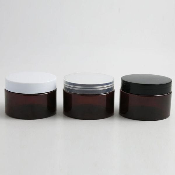 

30pcs 4oz amber black pet round jars with plastic lids for lotion cream make up cosmetics sample ointments beauty container