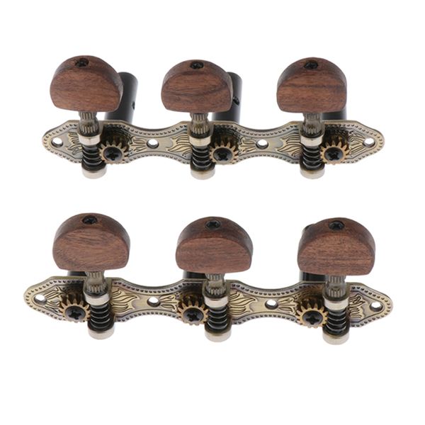 

6 pcs 3r & 3l connected wooden guitar string tuning peg tuner machine head