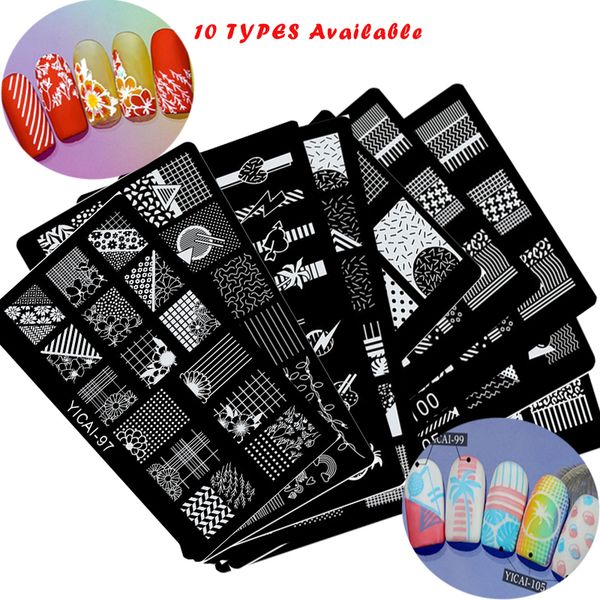 

new available tropical lace flower fruit strap heart animal pattern template cute nail stamping plates stencil nails tool, White