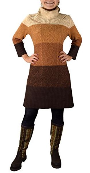 

peach couture ombre cable knit cowl neck sweater dress, Black;gray