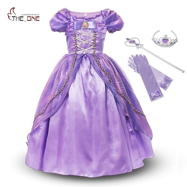 

muababy girls princess rapunzel dress costume children deluxe tangled dress up clothing kids girl part dress halloween birthday j190612, Red;yellow