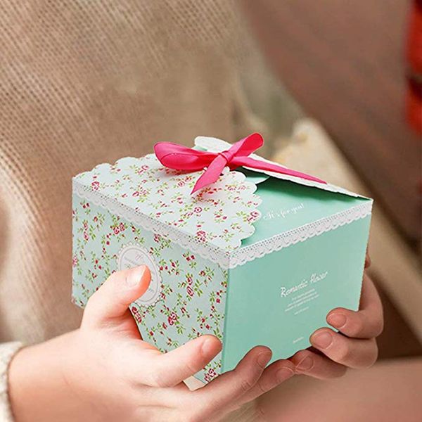 

10pcs/set christmas gift boxes, flower pattern treats boxes for cookies candy packaging box birthday party wedding decoration