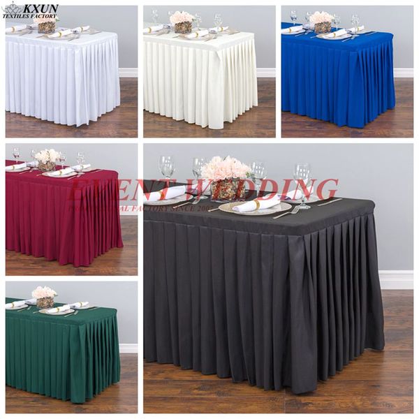 

new design poly table cloth skirt cover table skirting for wedding event decoration