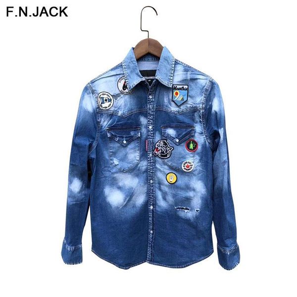 

fashion men's denim shirts jeans shirts slim casual street wear vintage men jean clothing mens, White;black
