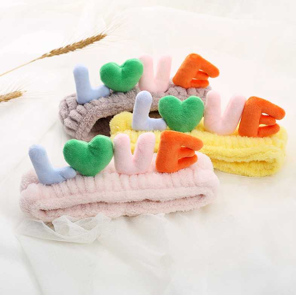 

the letter love headband wash face mask wash gargle make-up lovely headwear headband for girls hair accessories holiday party, Slivery;white