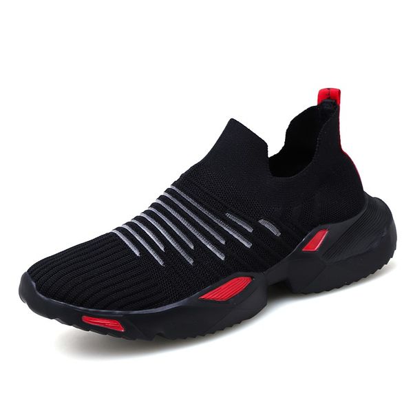

summer lightweight sneakers fashion style men shoes comfortable breathable casual men footwear slip on male shoes, Black