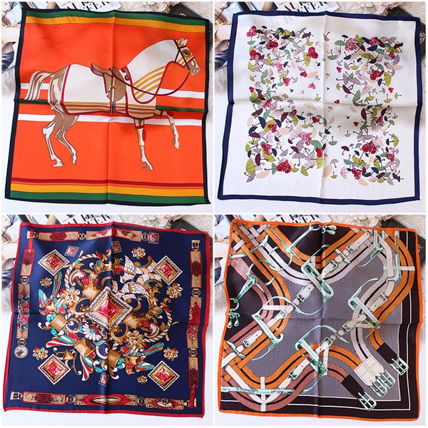 

wind royal family horse 55 small square sweet joker 100% silk scarf, Blue;gray