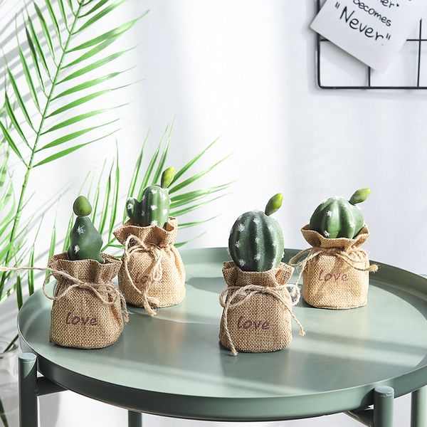 

creative simulation plant cactus potted letter linen small clear deskornaments