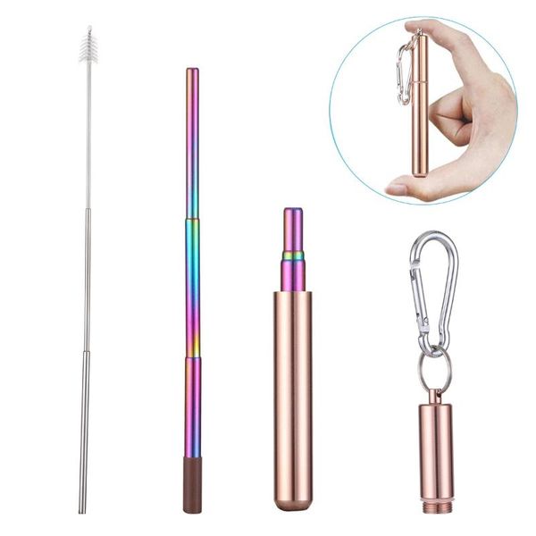 

portable stainless steel drinking straw for travel reusable collapsible metal drinking straw with case and brush