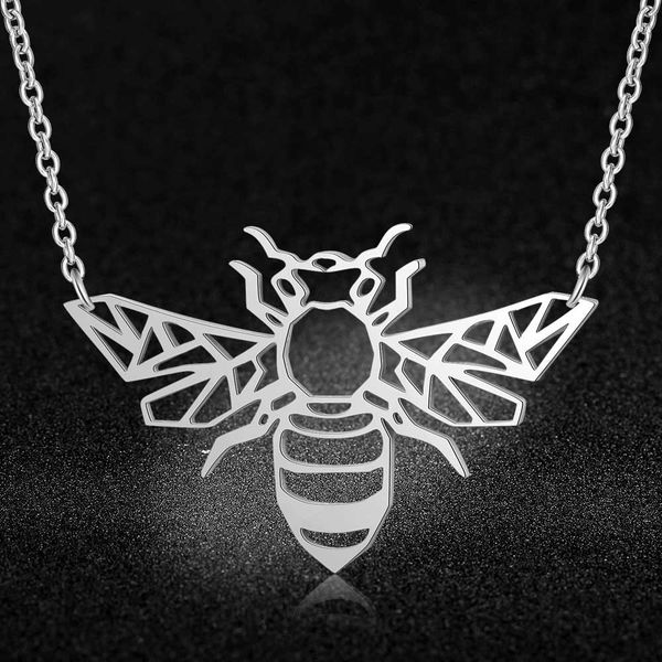 

100% real stainless steel hollow bee necklace special gift amazing design italy design fashion animal pendant necklaces, Silver