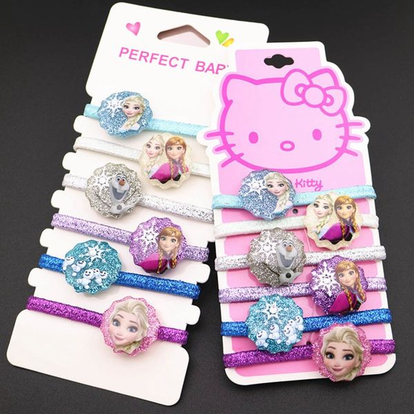 

6pcs cartoon frozen hair rope aisha head ring circle doll accessories girl birthday gift headwear cosmetic rubber band toy, Golden;white