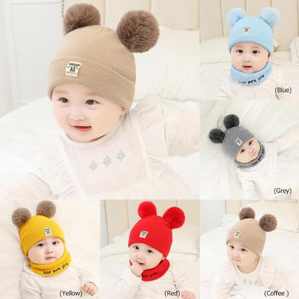 

cute baby pompon hats plush ball ear fashion autumn winter cap knitting toddle beanies boy girl clothing accessories, Yellow