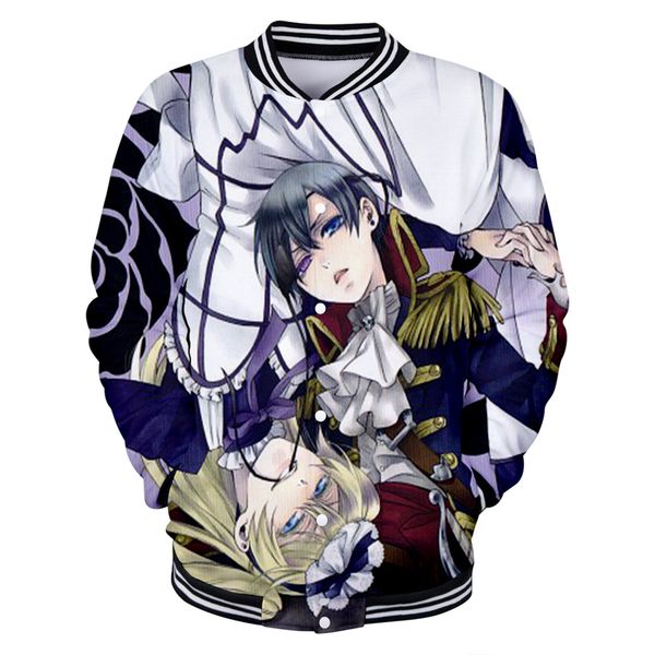 

black butler 3d printed baseball jackets women/men harajuku fashion long sleeve jacket 2019 casual streetwear clothes, Black;brown