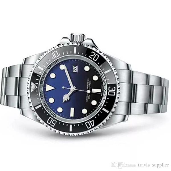 

mens watch deep ceramic bezel sea-dweller sapphire cystal stanless steel with glide lock clasp automatic mechanical mens watches, Slivery;brown