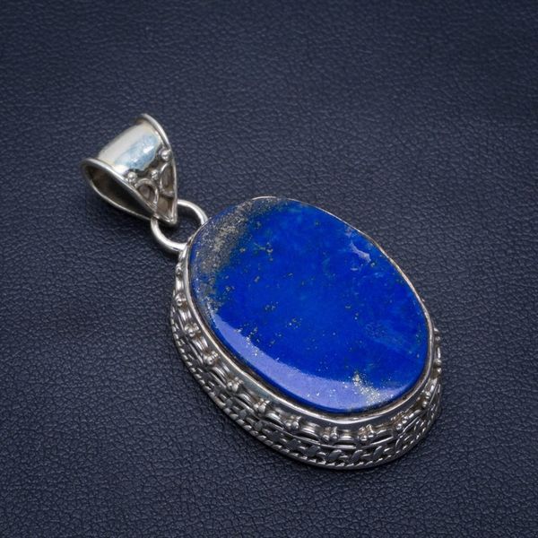 

natural lapis lazuli handmade unique 925 sterling silver pendant 1.5" b3093