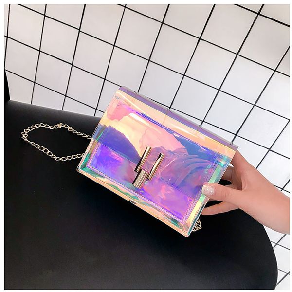

2020 oem rainbow jelly clear handbag summer tote bag for women