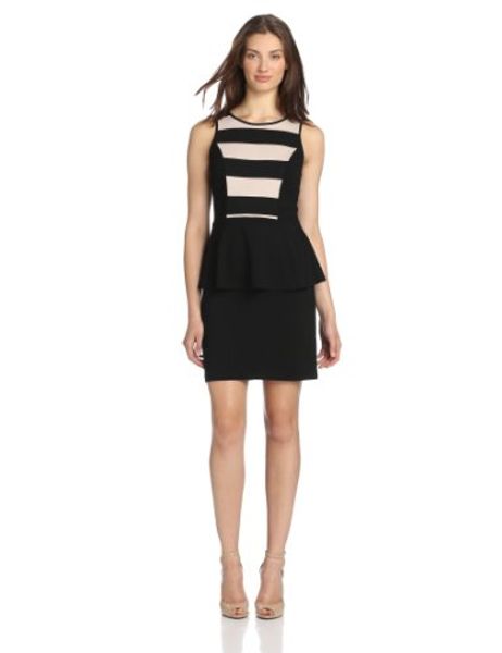 

kensie women's ponte peplum dress, Black;gray