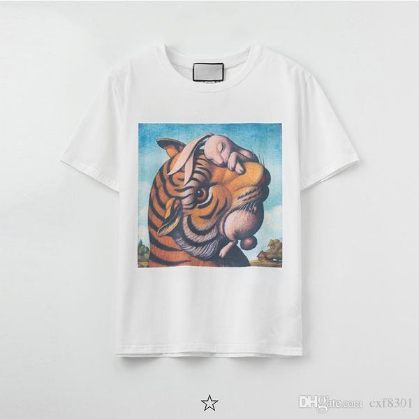 

тигр дизайнера футболка мужчины роскошных одежды с коротким рукавом женщины панк хип-хоп вершина тройника печати письма summer скейтборд пар, White;black