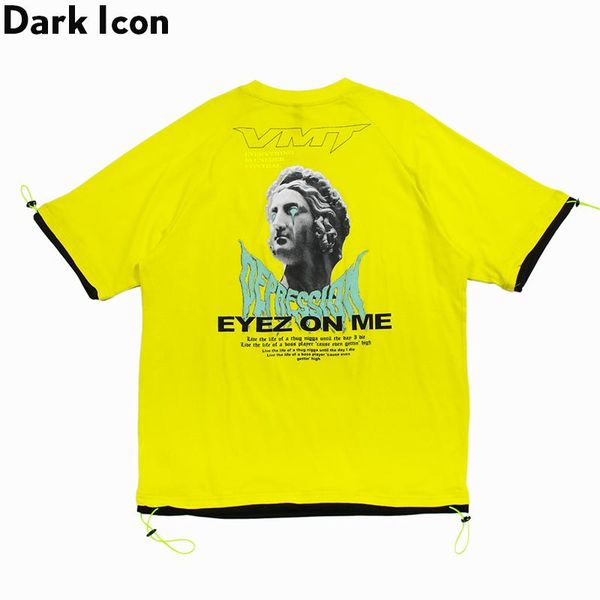 

dark icon eyez on me printing hip hop t-shirt men women crew neck drop shoulder street tshirts men streetwear clothing