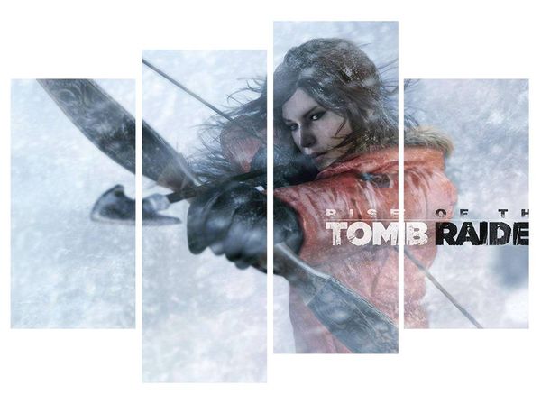 

4pcs/set unframed rise of the tomb raider laura snow bow and arrow print on canvas wall art painting for living room decor