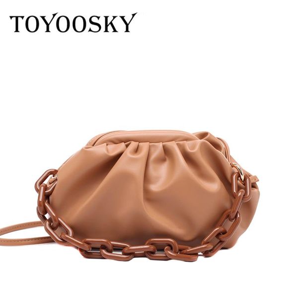 

toyoosky chain women shoulder bag clip handbag fashion soft cloud clutch bag fold small lady handbag