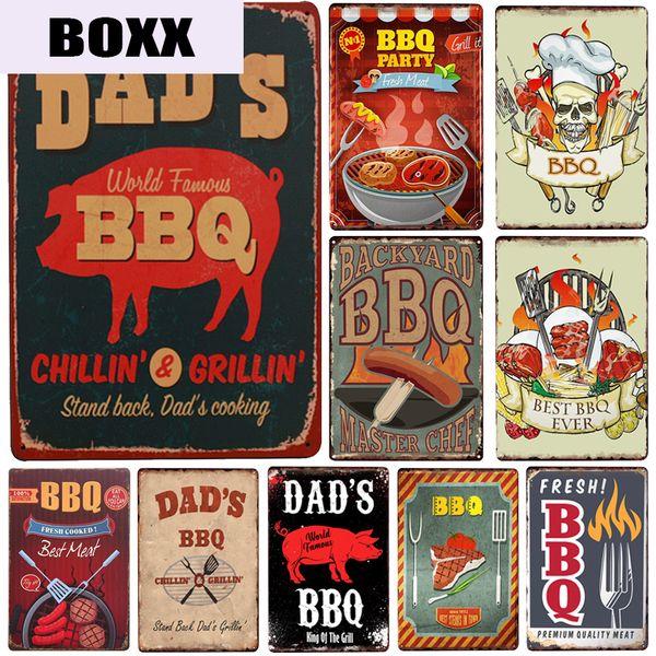 

dad's bbq metal plate tin sign plaque metal vintage decor metal sign poster home bar pub cafe decoration vintage posters