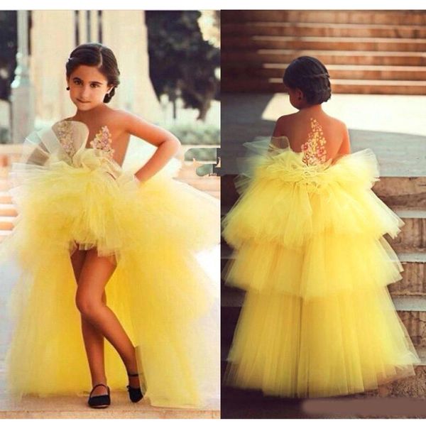 

high low sweet girls pageant dresses appliques beaded long pageant dresses gowns princess for first communion, White;red