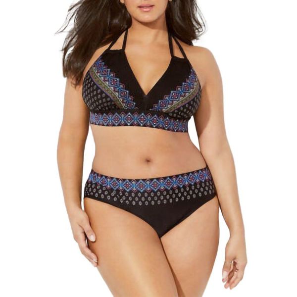 

plus size xl-5xl two pice swimsuit women swimwear floral bikini set 2020 female high waist swimsuit bikini bathing suit