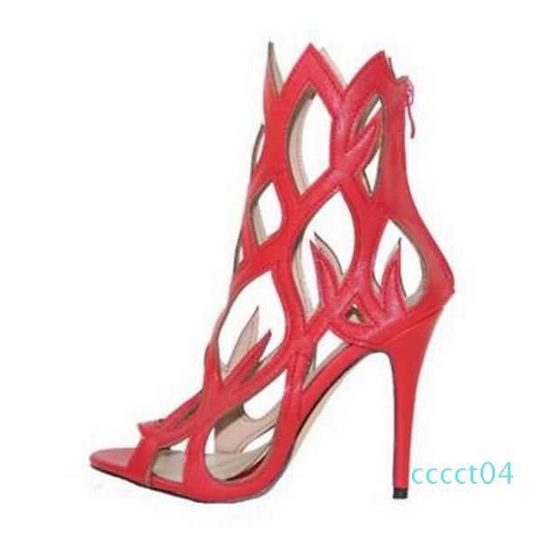 

summer fashion women high heels sandals hollow fire nightclub high-heeled black leather fish mouth shoes cut-outs party dress ct04