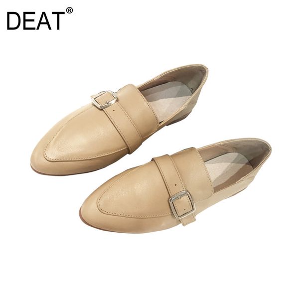 

deat] 2020 sharp toe shallow belt buckle simple temperament single flat shoes women new spring autumn fashion tide 10g016, Black