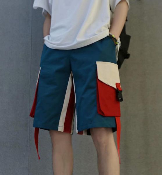 

2020 new fashion mens designer pants knee length loose breathable overalls cotton drawstring mens pants with pocket, White;black