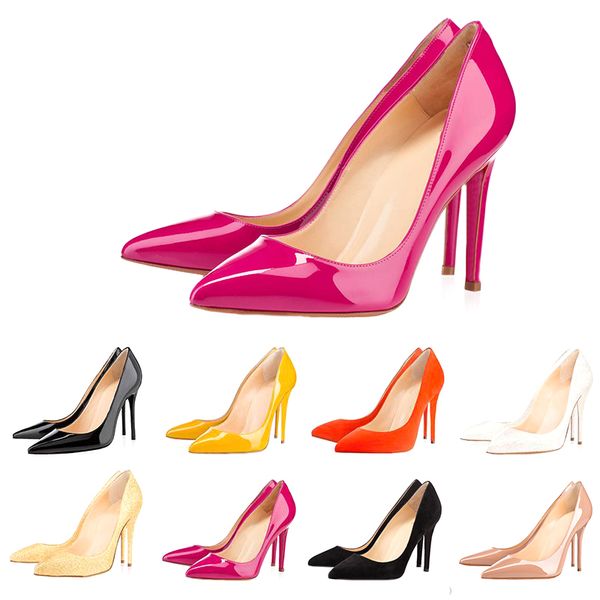 

red bottoms high heels women dress shoes 8cm 10cm 12cm luxury designer fashion nude black leather pointed toes pumps brand shoe